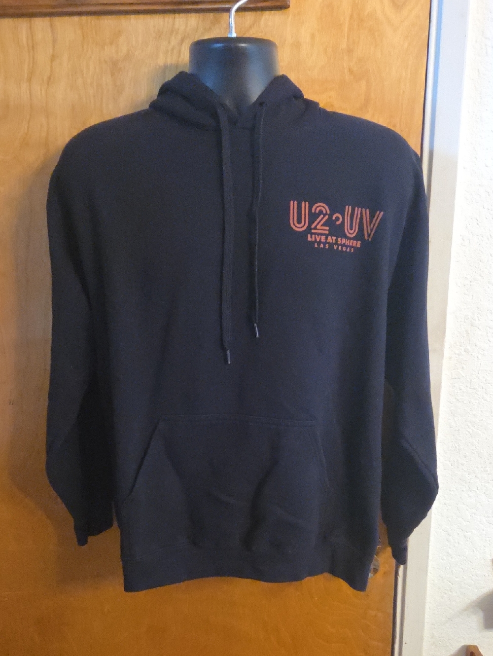 U2 UV Live at Sphere Hoodie Adult Size L Black Butterfly Graphic Band Las Vegas